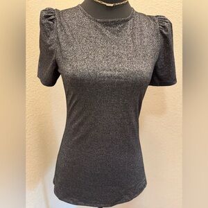 Express Black Glitter Short Sleeve Top